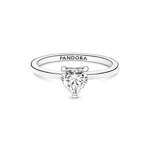 Anillo Solitario Corazón Resplandeciente Pandora Plata Esterlina