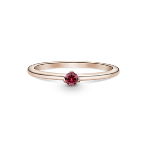 Anillo Solitario Rojo Recubrimiento en Oro Rosa de 14K