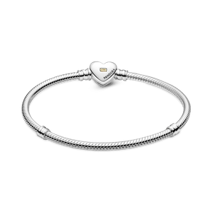 Brazalete Cadena de Serpiente con Broche de Corazón Dorado Cóncavo
