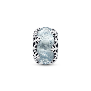 Charm de Cristal Murano Copo de Nieve Azul Invierno Pandora Plata Esterlina