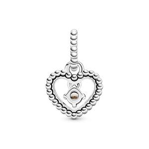 Dije Colgante Corazón de Abalorio Rosa Nebuloso Pandora Plata Esterlina