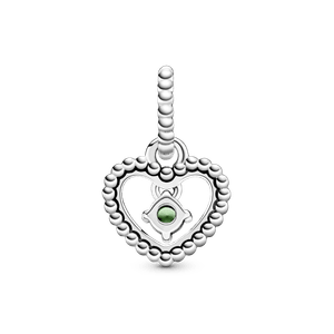 Dije Colgante Corazón de Abalorio Verde Primavera Pandora Plata Esterlina