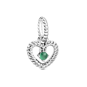 Dije Colgante Corazón de Abalorio Verde Tropical Pandora Plata Esterlina