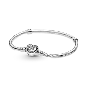 Brazalete Cadena de Serpiente Pandora Moments con Broche de Corazón con Mickey Mouse