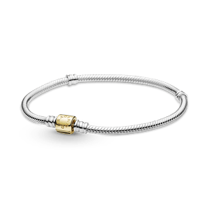 Brazalete Pandora Moments con Cierre de Barril Cadena de Serpiente Dos Tonos
