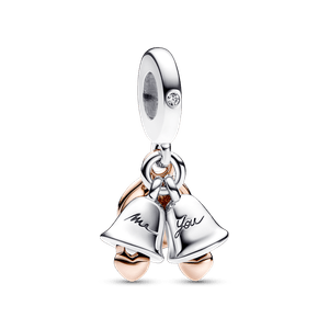 Charm Colgante Doble de Dos Tonos Campanas de Boda