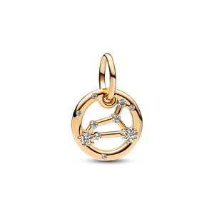 Charm Colgante del Zodiaco Leo Recubrimiento en Oro de 14k