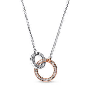 Collar Círculos Entrelazados en Dos Tonos Pandora Signature Recubrimiento en Oro Rosa de 14k