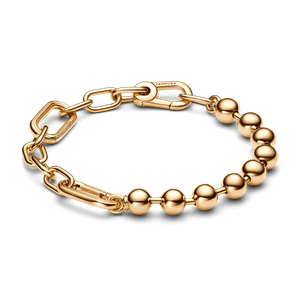 Brazalete de Eslabones Link y Cuentas Metálicas Pandora ME Dorado
