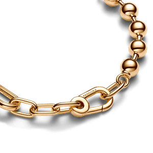 Brazalete de Eslabones Link y Cuentas Metálicas Pandora ME Dorado