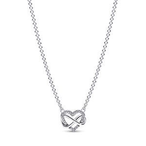 Collar Corazón Infinito Brillante Plateado
