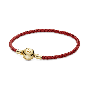 Brazalete de Piel Trenzada Roja Moments de Pandora