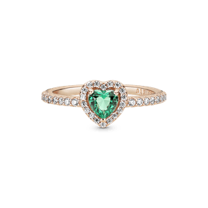 Anillo con Un Recubrimiento en Oro Rosa de 14K Corazón Brillante Elevado