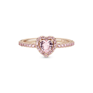 Anillo con Un Recubrimiento en Oro Rosa de 14K Corazón Brillante Rosa Elevado