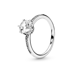 Anillo Corona Deslumbrante Transparente Plata