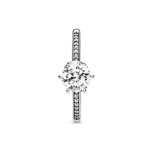 Anillo Corona Deslumbrante Transparente Plata
