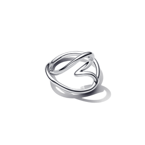 Anillo Corazón Forma Orgánica Plateado