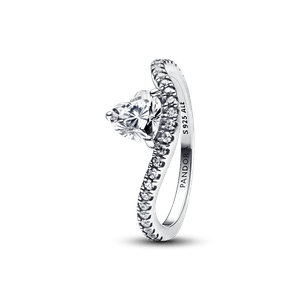 Anillo Corazón Ondulado en Pavé