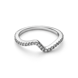 Anillo Ola Brillante Plateado