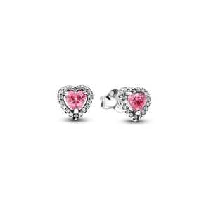 Aretes de Botón Corazón Rosa