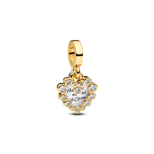 Charm Colgante Doble Corazón Brillante Dorado