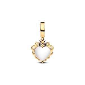 Charm Colgante Doble Corazón Brillante Dorado
