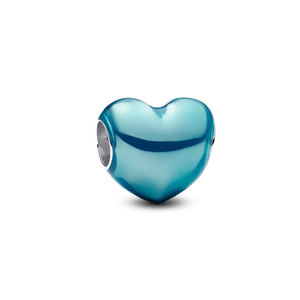 Charm Corazón Metálico Azul Cielo