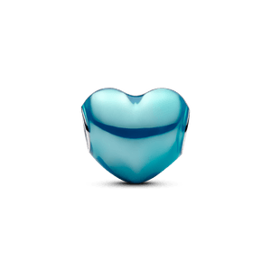 Charm Corazón Metálico Azul Cielo