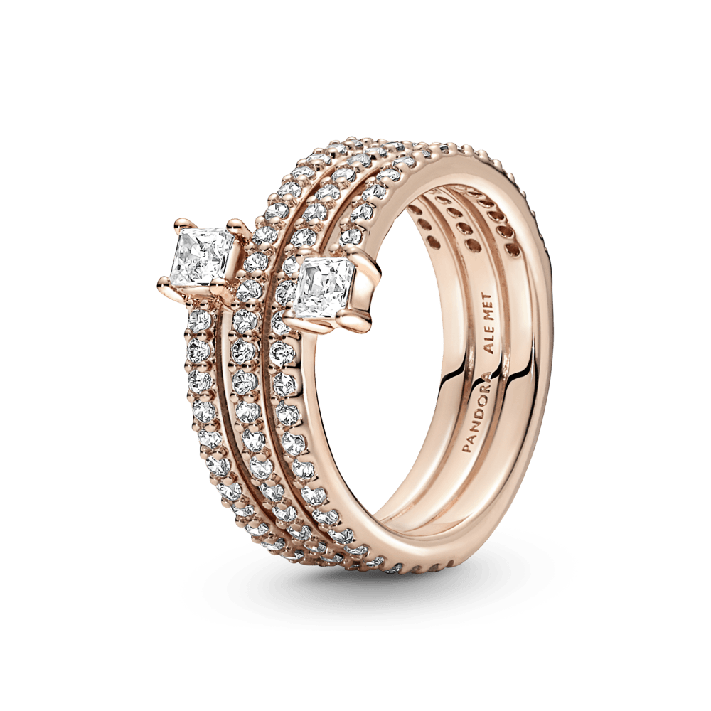 Anillo con Recubrimiento en Oro Rosa de 14K Triple Espiral|Pandora