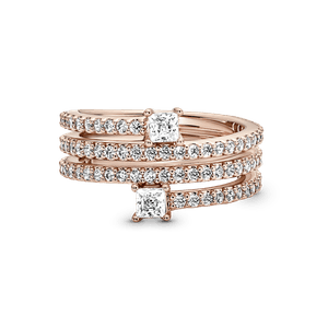 Anillo con Recubrimiento en Oro Rosa de 14K Triple Espiral
