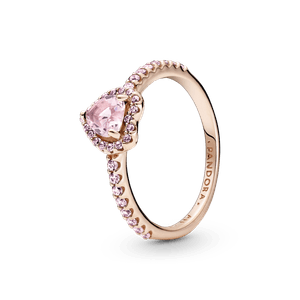 Anillo con Un Recubrimiento en Oro Rosa de 14K Corazón Brillante Rosa Elevado