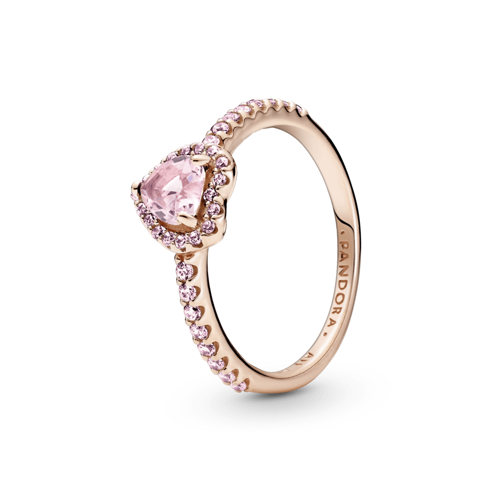 Anillo con Un Recubrimiento en Oro Rosa de 14K Corazón Brillante
