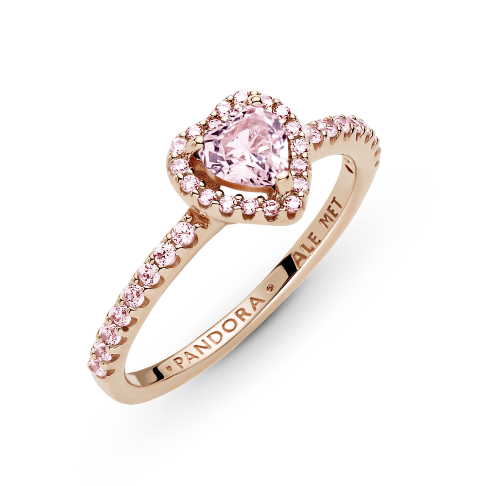Anillo con Un Recubrimiento en Oro Rosa de 14K Corazón Brillante