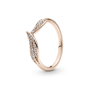Anillo Hojas Relucientes Recubrimiento en Oro Rosa de 14K