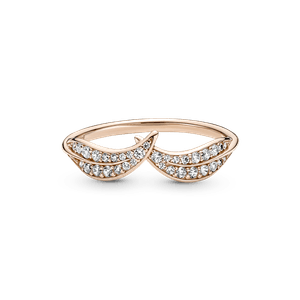 Anillo Hojas Relucientes Recubrimiento en Oro Rosa de 14K
