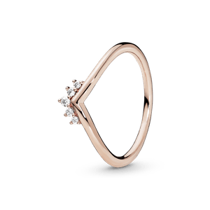 Anillo Hueso de Los Deseos con Tiara Recubrimiento en Oro Rosa de 14K