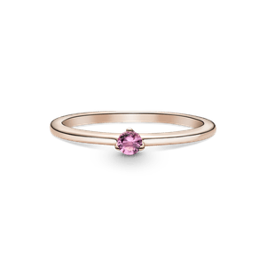 Anillo Solitario Rosa Recubrimiento en Oro Rosa de 14K