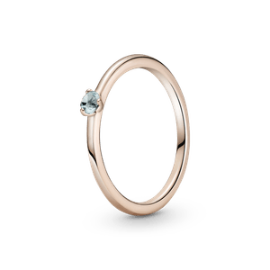 Anillo Solitario Azul Pálido Recubrimiento en Oro Rosa de 14K