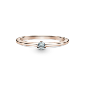 Anillo Solitario Azul Pálido Recubrimiento en Oro Rosa de 14K