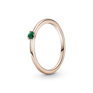 Anillo Solitario Verde Recubrimiento en Oro Rosa de 14K