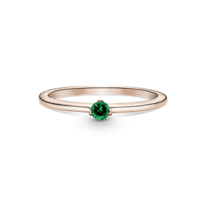 Anillo Solitario Verde Recubrimiento en Oro Rosa de 14K