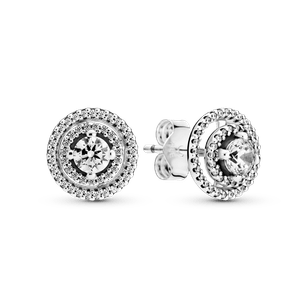 Aretes de Botón Halo Doble Reluciente