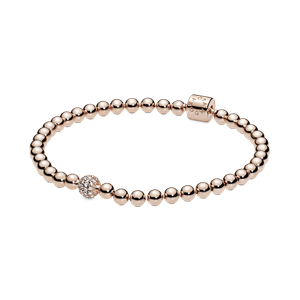 Brazalete de Cuentas y Pavé Recubrimiento en Oro Rosa de 14K