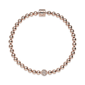 Brazalete de Cuentas y Pavé Recubrimiento en Oro Rosa de 14K