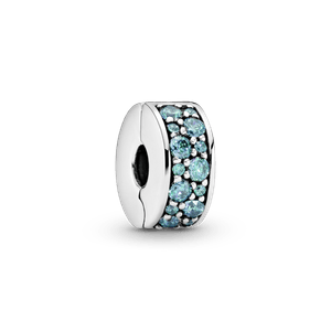 Charm Clip Fijo de Pavé Azul Cerceta