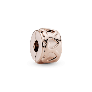Charm Sujetador Banda de Corazones Recubrimiento en Oro Rosa de 14K