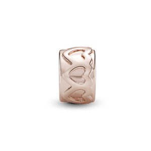 Charm Sujetador Banda de Corazones Recubrimiento en Oro Rosa de 14K