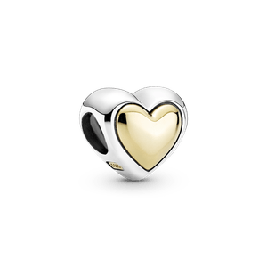 Charm Corazón Dorado Cóncavo Dos Tonos