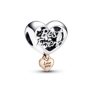 Charm Corazón Te Amo Mejor Amiga Recubrimiento en Oro Rosa de 14K | Pandora Plata Esterlina
