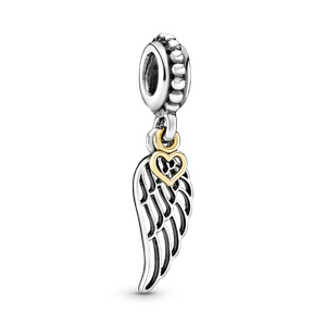 Charm Colgante Corazón y Ala de Ángel Dos Tonos